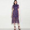 Cuello Alto Silm Floral Cutwork Vestido Midi