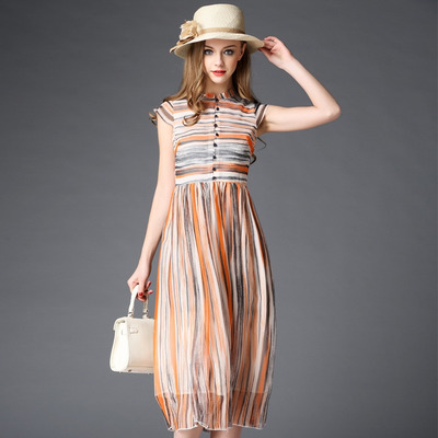 Stylish Playful Sweet Striped Dress | VoguesUs