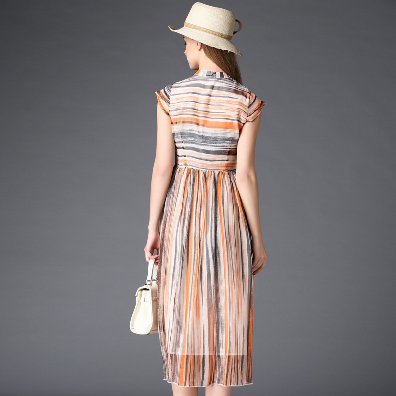 Elegantes Juguetones Dulce Vestido A Rayas