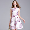 Fresh Floral Print Sleeveless A Line Midi Dress