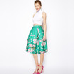 Simple Moda De La Impresión Floral Cintura Alta Falda Midi
