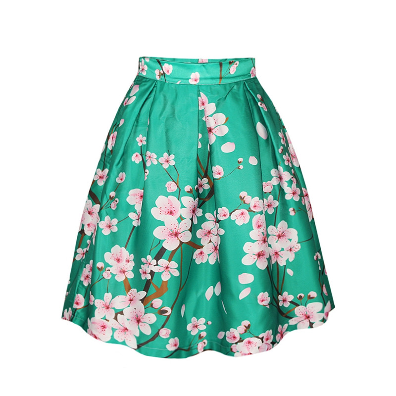 Simple Moda De La Impresión Floral Cintura Alta Falda Midi