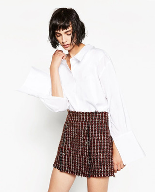 Fashion Tweed Double Breasted Knit Mini Skirt | VoguesUs