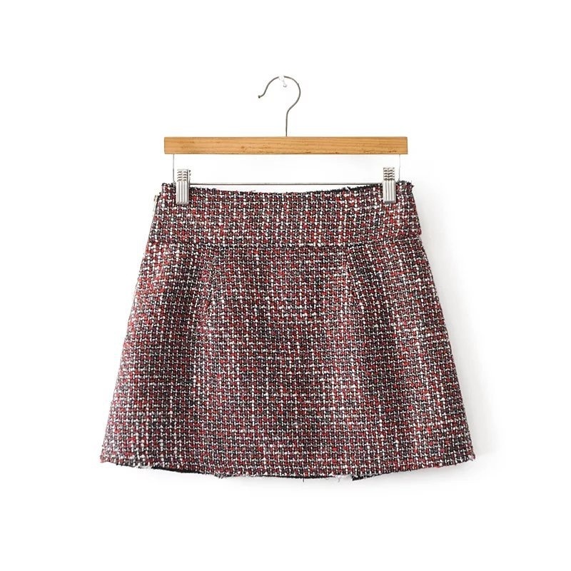 La Mode Tweed Double Breasted Tricot Mini Jupe | VoguesUs
