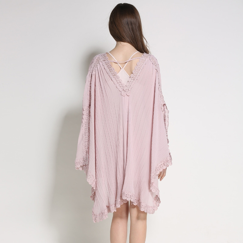 Señoras Dulce Suelto Dobladillo De Encaje Cabo Vestido Midi