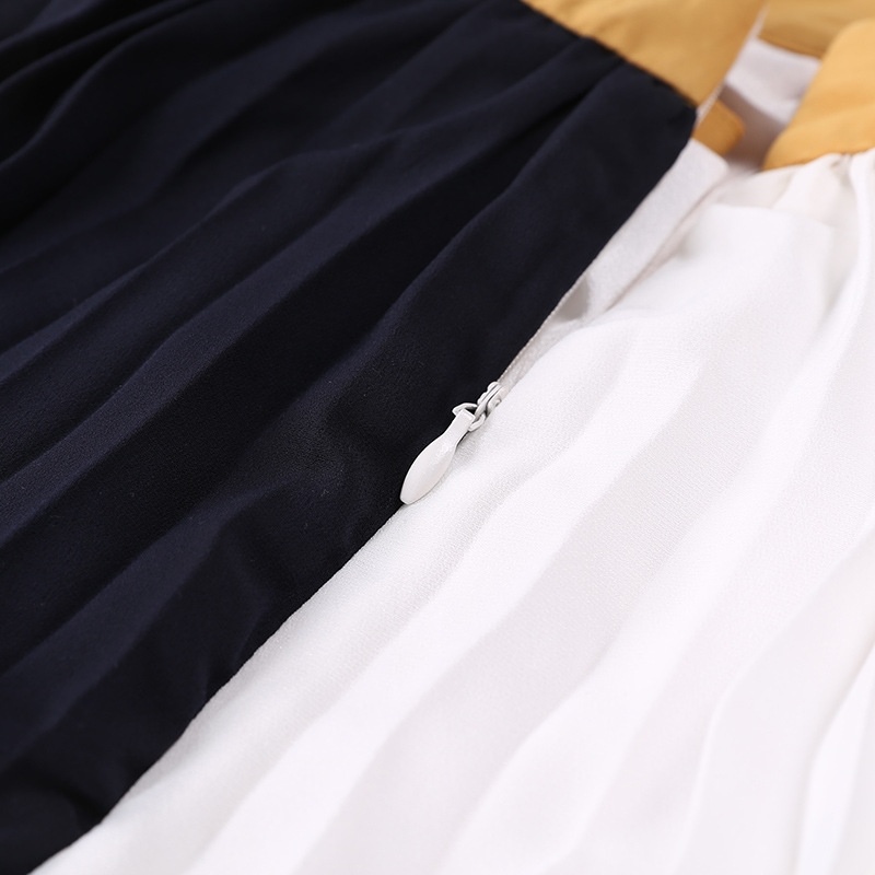 Dames Élégantes Plissée Couleur De Contraste Ruffle Jupe Mi-Longue | VoguesUs
