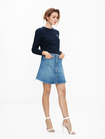 Simple Fashion Single Breasted Denim Blue Jane Skirt