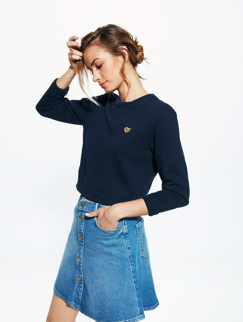 Simple Moda Solo Pecho Azul Denim Jane Falda