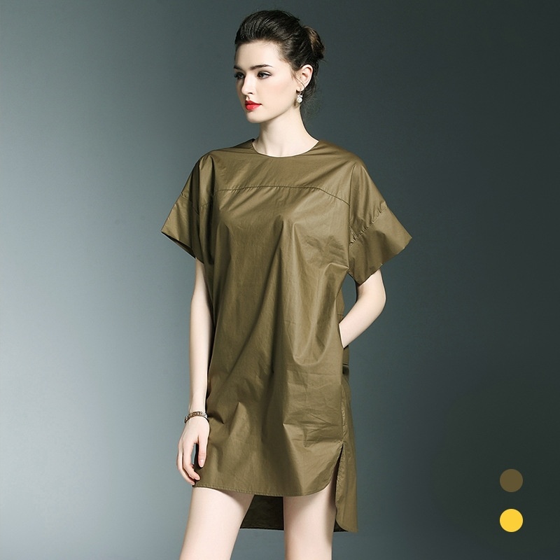 Locker Lässig Rundhalsausschnitt Midi Kleid | VoguesUs