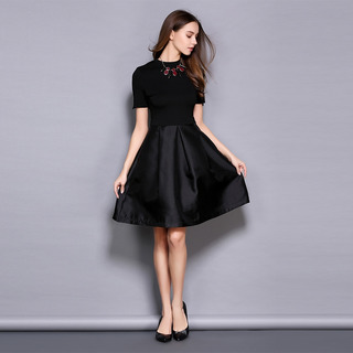 a line black midi dress