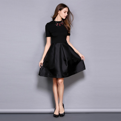 Hepburn Style Elegant Little Black Midi Dress | VoguesUs