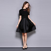 Hepburn Stil Elegantes Kleines Schwarzes Midi-Kleid