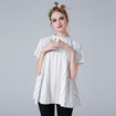 Frische Gestreiften Lose, Kurze Ärmel High Neck Hemd T-Shirt