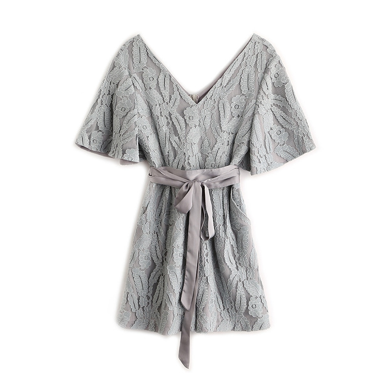 Mode V Collier De Dentelle Florale Barboteuse Avec Ceinture Cravate | VoguesUs