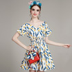 Stylish Sweet Tulip Print V Neck Midi Dress