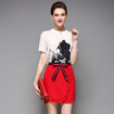 Sweet And Lovely Cute Ruffle Hem Skirt With Contrast Tie Belt