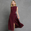100% De Seda Sin Mangas Split Maxi Vestido Con Lazo En La Cintura