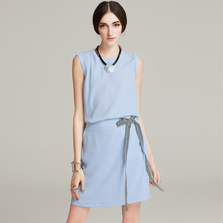 Estilo Simple De Verano Sin Mangas De Cuello Redondo Vestido De