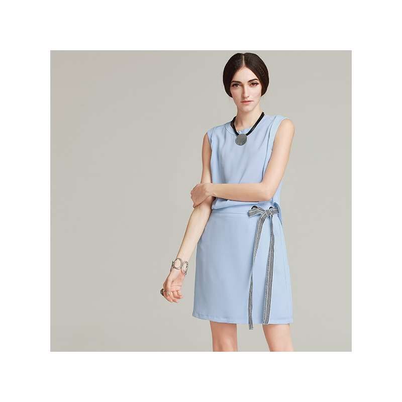 Simple Style Summer Sleeveless Round Neck Dress | VoguesUs