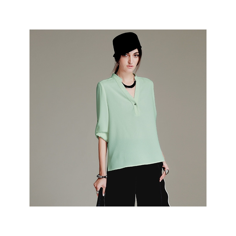 Simple Style Hlf Sleeves High Neck Shirt | VoguesUs