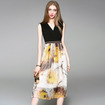 New Look Silk Spliced Floral Print V Neck Sleeveless Dress