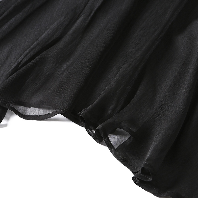 Summer Black Mesh Half Sleeve Blouse | VoguesUs