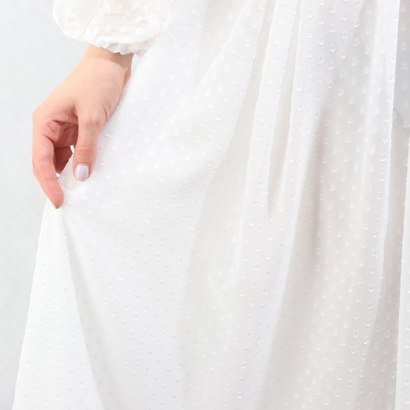 Doux Élégant Hors De L'Épaule Robe Midi Avec Motif De Points | VoguesUs