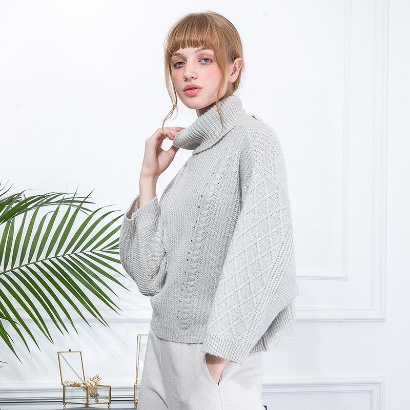 Casual-Lose-Sets Von Fledermaus Ärmel Pullover Highnecked | VoguesUs