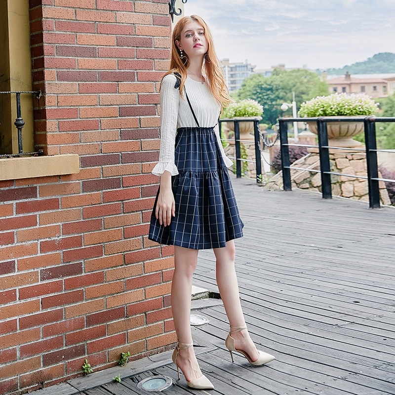 Hit Farbe Stitching-Zwei Paare Von Kleid Chiffon-Kleid | VoguesUs