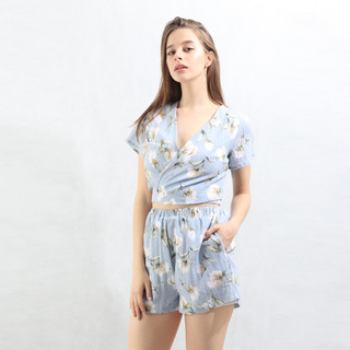 Frais Style Plage De Cou V Imprimer Chemise Et Le Short Costume | VoguesUs