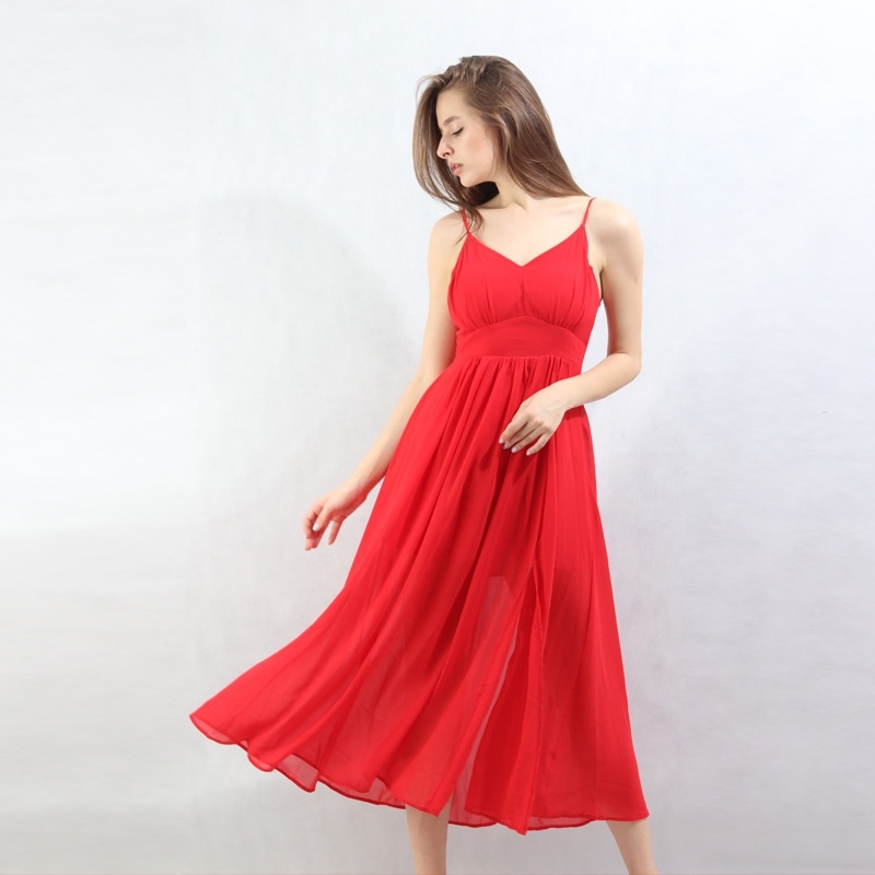 Moda Sexy Elegante Arnés De Cuello V Vestido Abierto