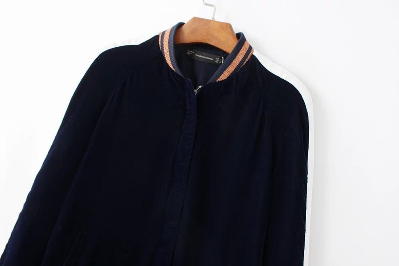 La Moda De Cuello Redondo Bordado De Terciopelo Chaqueta De Béisbol