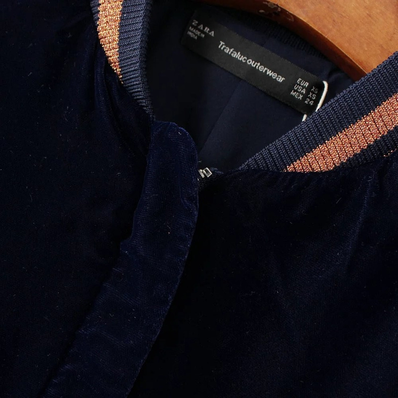 La Moda De Cuello Redondo Bordado De Terciopelo Chaqueta De Béisbol