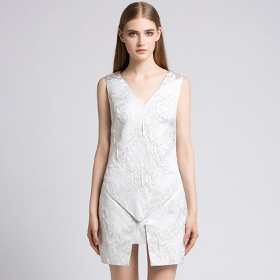 Ärmellos V-Ausschnitt Slinky Weste Kleid | VoguesUs