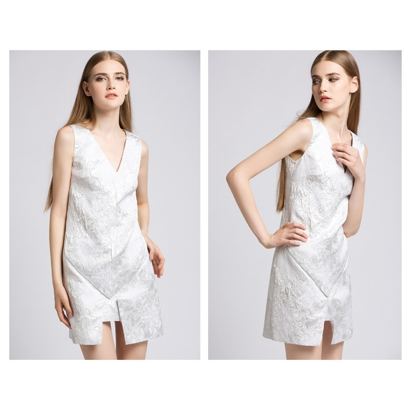 Ärmellos V-Ausschnitt Slinky Weste Kleid | VoguesUs