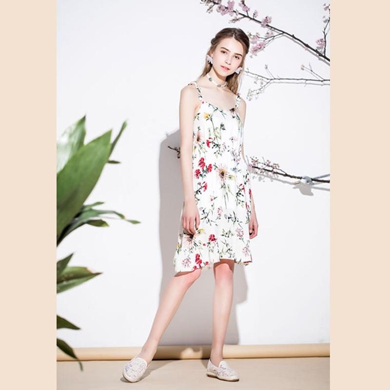Frais De Style Imprimé Floral Floral Camisole Sangle Robe | VoguesUs