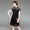 Mode Point Noir Cutwork Manches Courtes Une Ligne De Robe