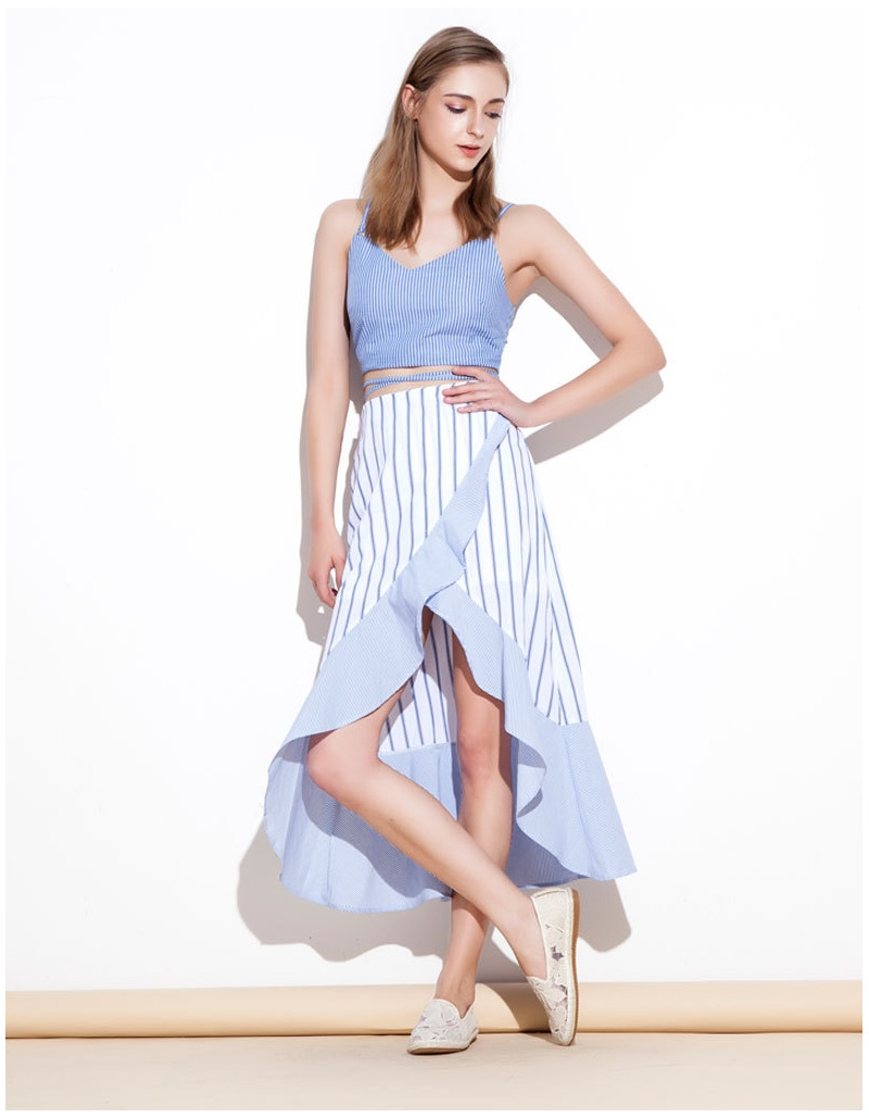 Nouveau Look Stripe Off Épaule Asymétrique Ourlet De Robe | VoguesUs
