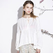 De Style Girly Mignon Blanc En Dentelle À Manches Longues Chemisier