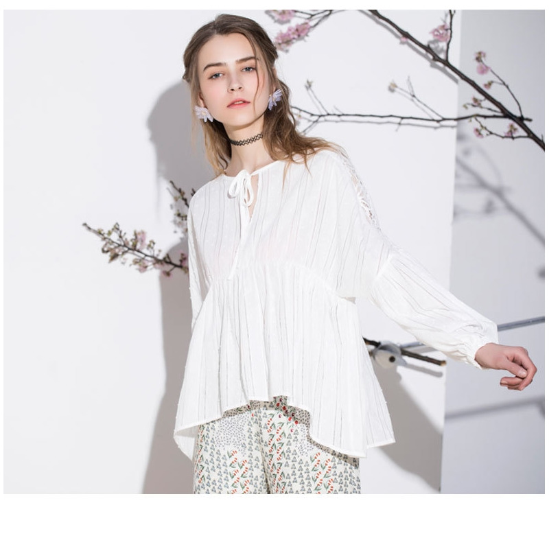 De Style Girly Mignon Blanc En Dentelle À Manches Longues Chemisier | VoguesUs
