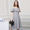 Off Shouler Checked Ruffle Front Cami Dress