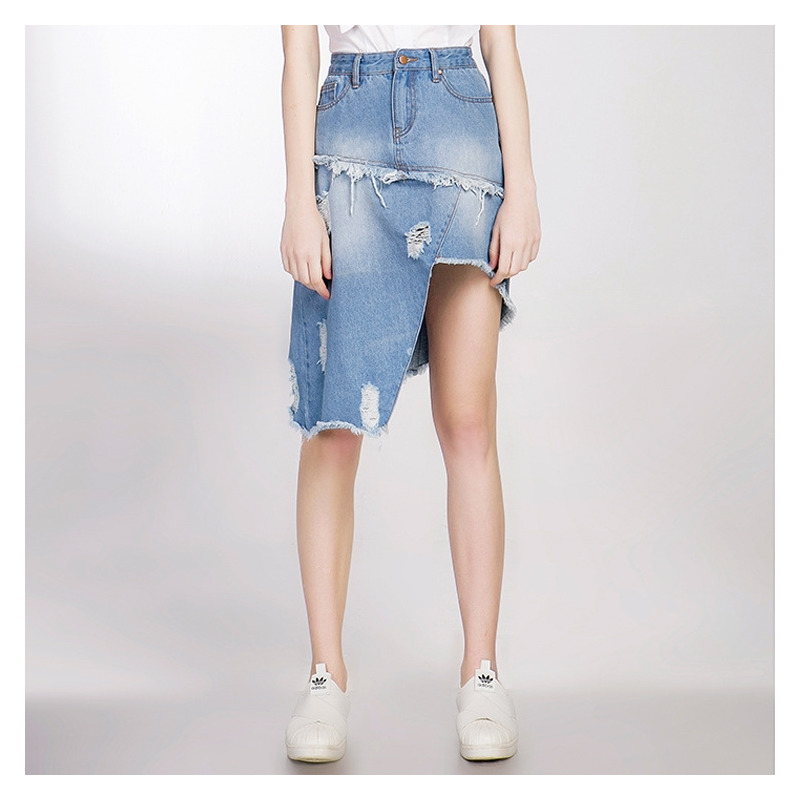 Asymmetrical Cowboy Denim Mini Skirt | VoguesUs