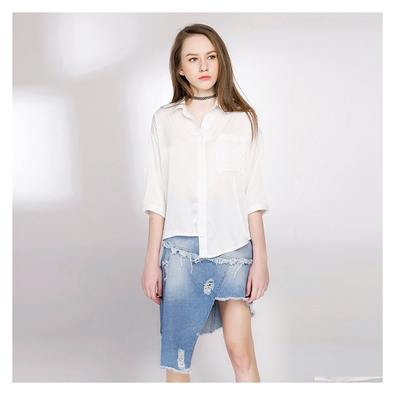 Asymétrique Cowboy Mini-Jupe En Jean | VoguesUs