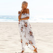 Off Shoulder Print Beach Maxi Dress