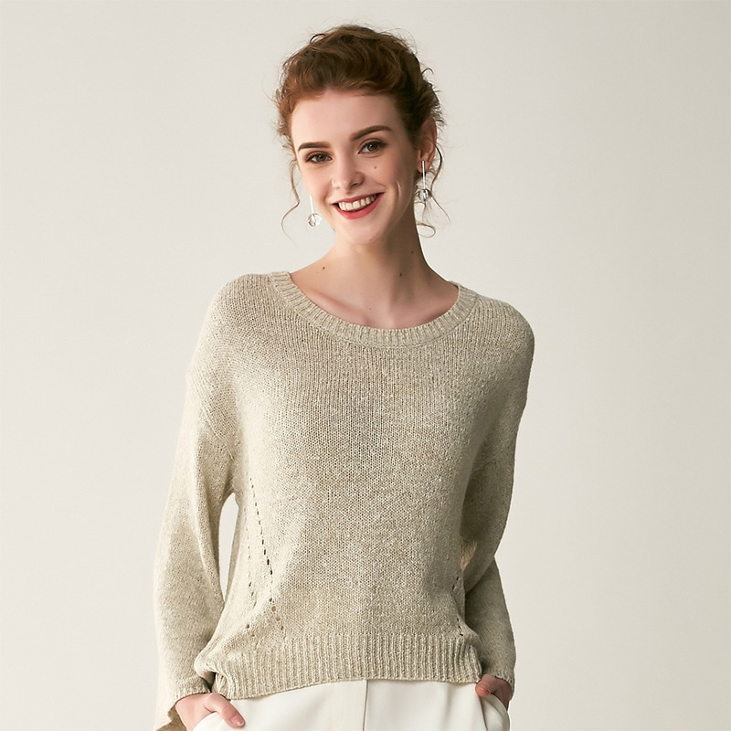 Flute Sleeve V Neck Sweater With Strap Tie Back | VoguesUs