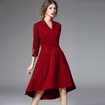 Butterfly Embroidery 3/4 Sleeves Asymmetrical Dress With Collar Detail