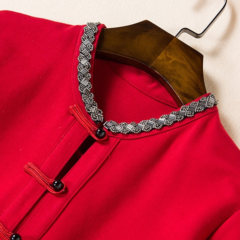 Nouveau Look De Style Tang Col Rond Mxi Manteau À Côté De Split | VoguesUs