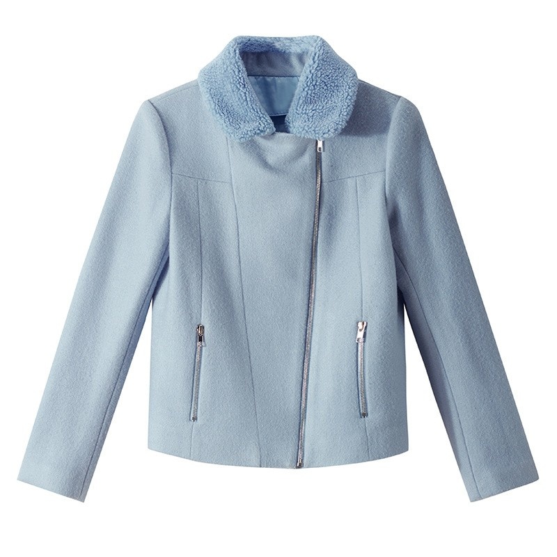 Douce De Mode Court Paragraphe Moto Veste De Laine | VoguesUs