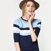Casual Stripe Round Neck Short Sleeve Knitted Sweater