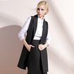 Simple Style Long Waistcoat Sleeveless  Jacket With Notch Lapels
